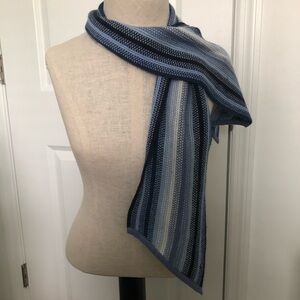 Striped Blue Knit Scarf